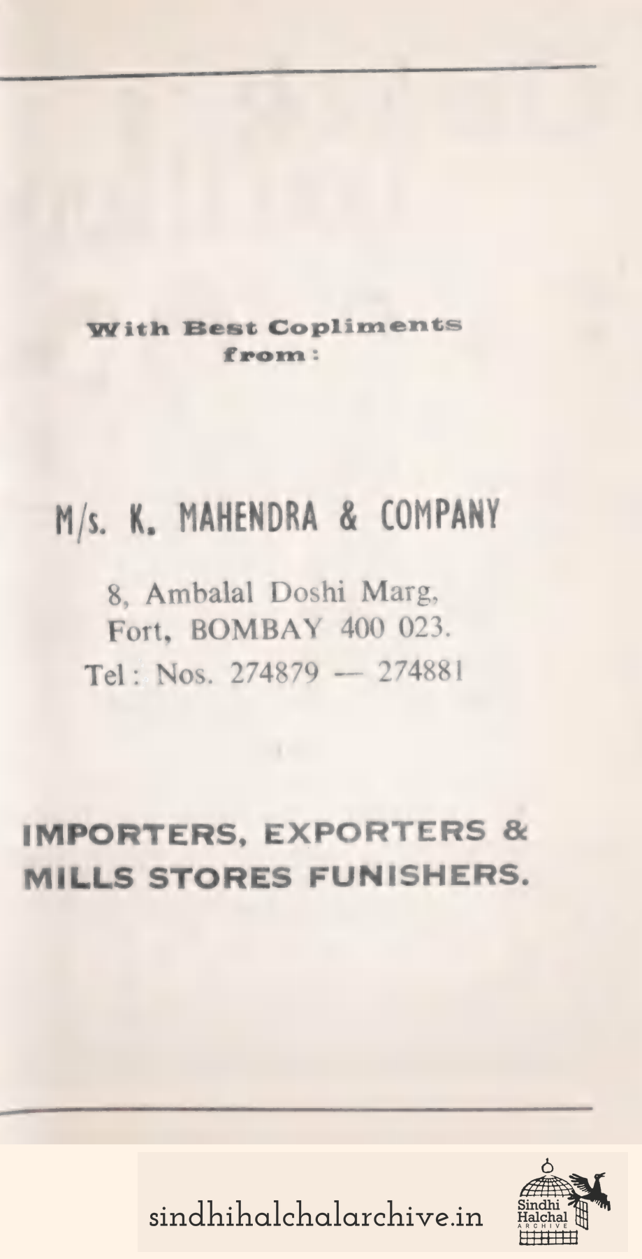 Image of AD M/s. K. Mahendra & Company